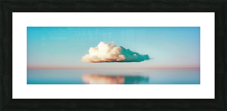 White Cloud Floating Over Lake Picture Frame print