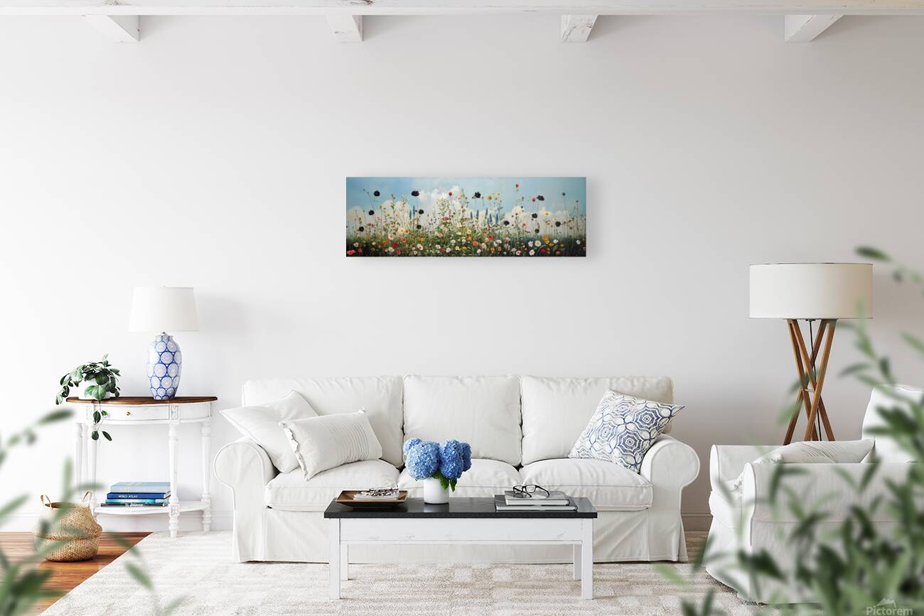 Blue Sky Flower Garden Reproduction