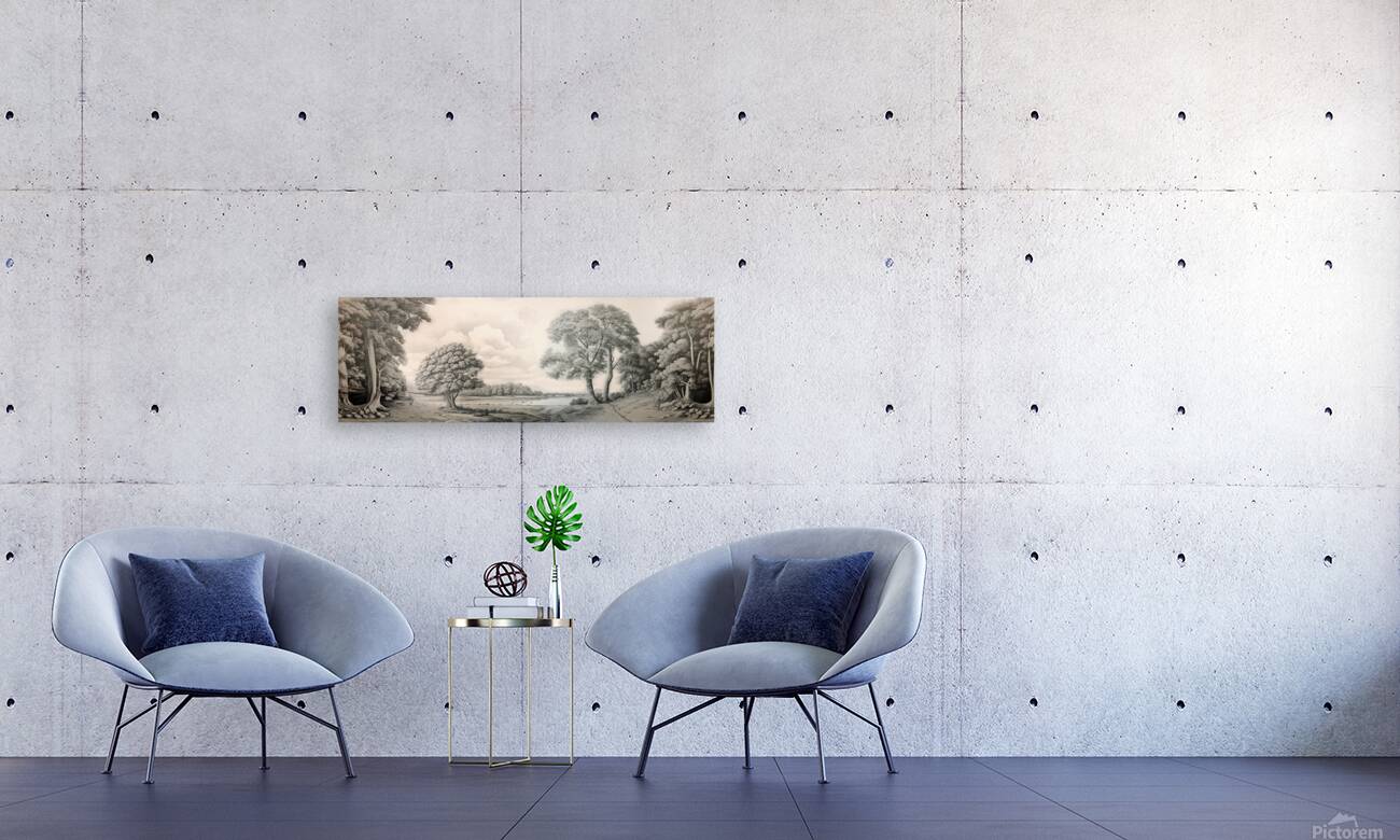  Black & White Trees Drawing Reproduction