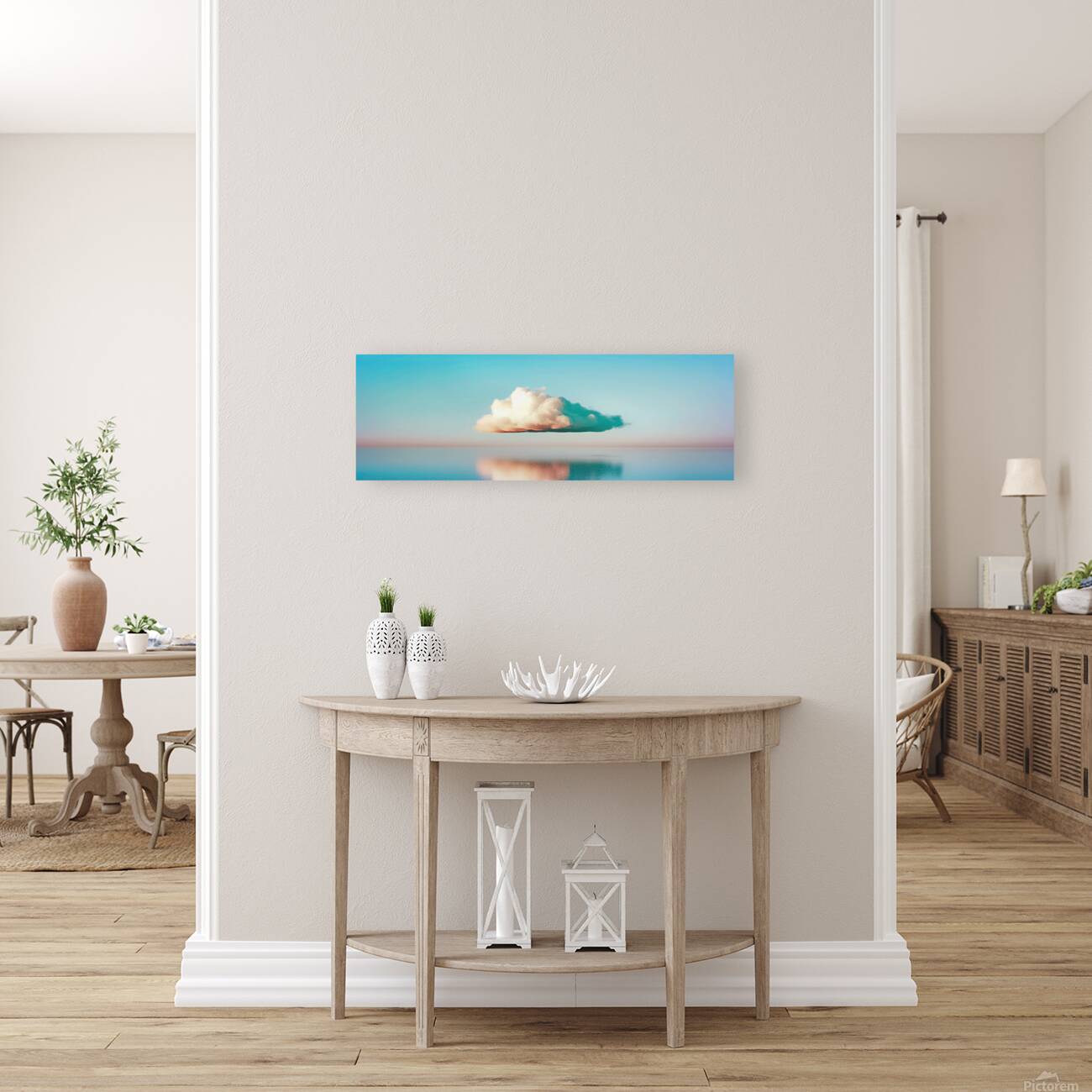 White Cloud Floating Over Lake Reproduction