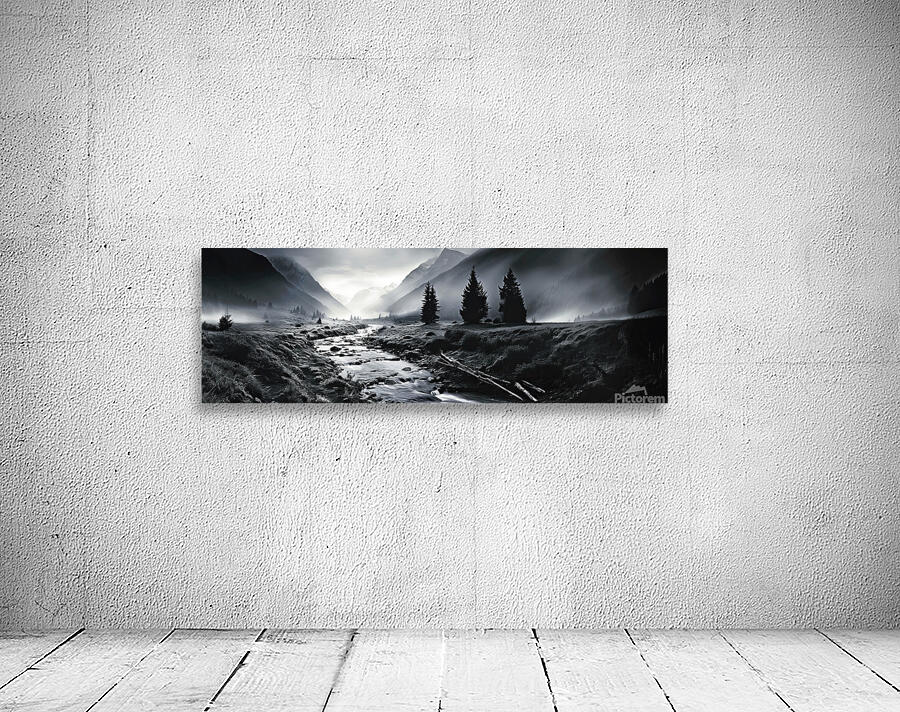 Silvery Stream B&W Wall Preview