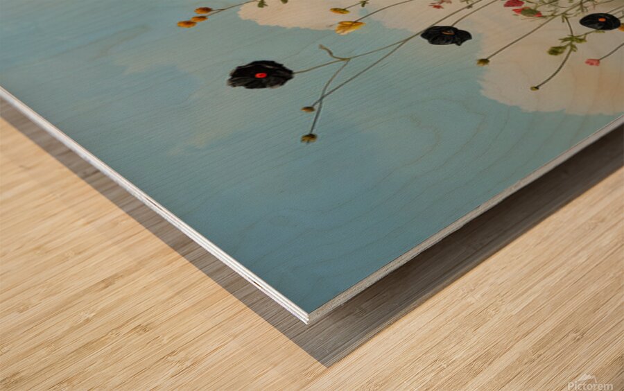 Blue Sky Flower Garden Wood print