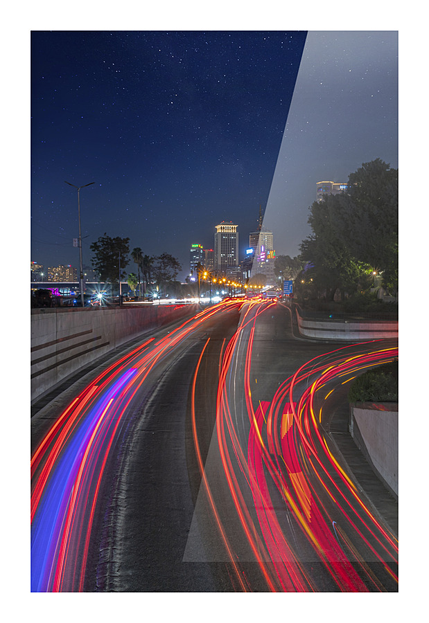 Cairo night light trails  Picture Frame print