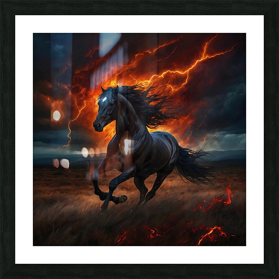 Majestic Horse Amidst Stormy Backdrop Picture Frame print