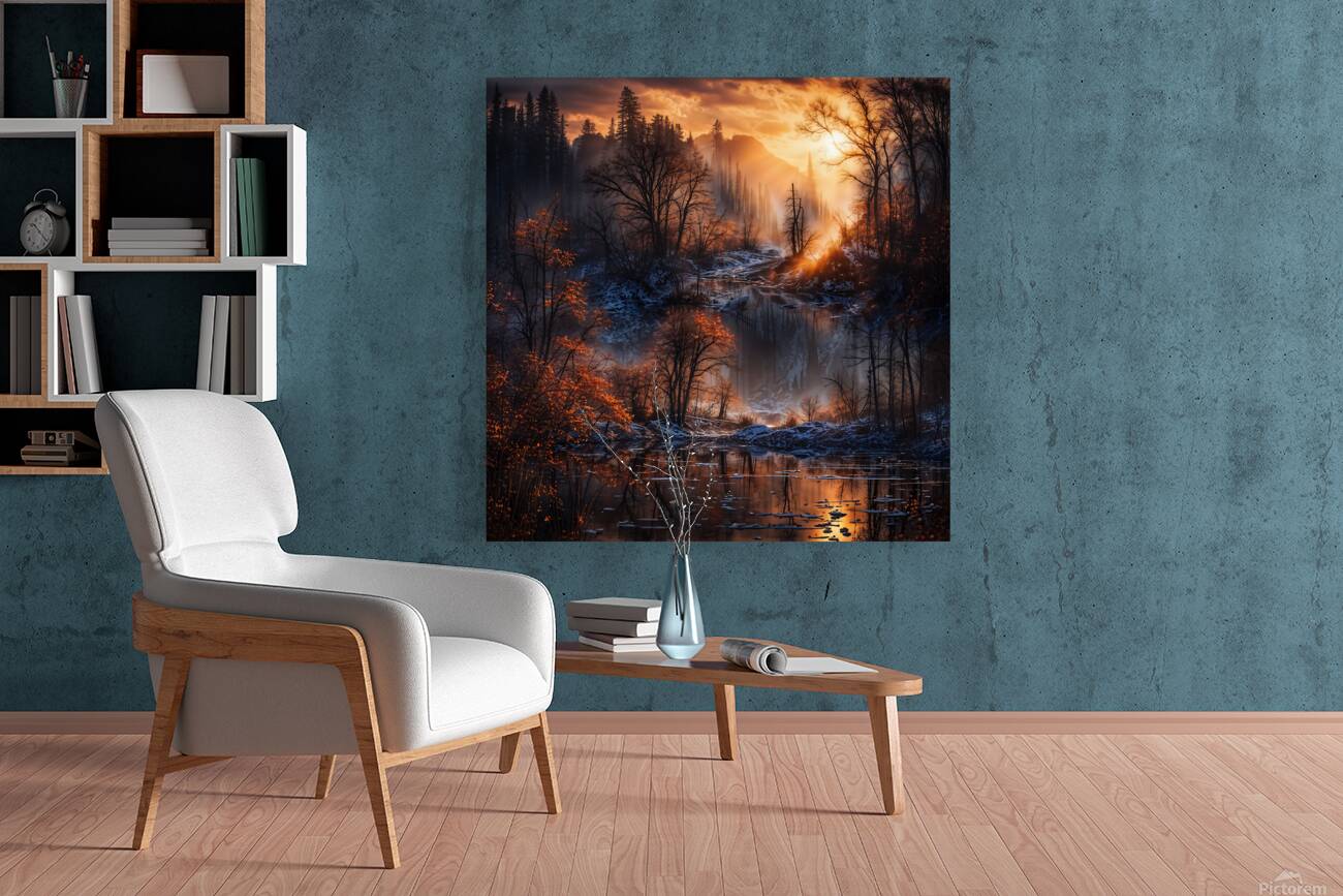 Sunset in the forest Reproduction