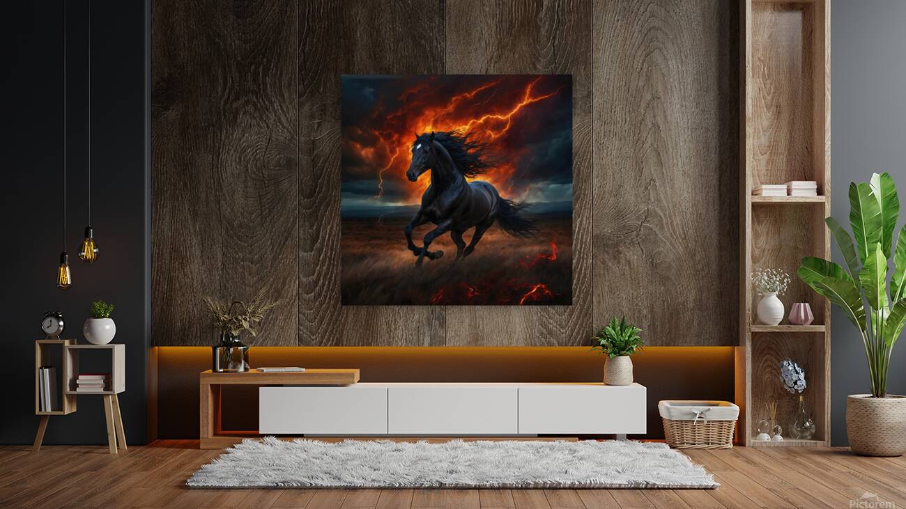 Majestic Horse Amidst Stormy Backdrop Reproduction