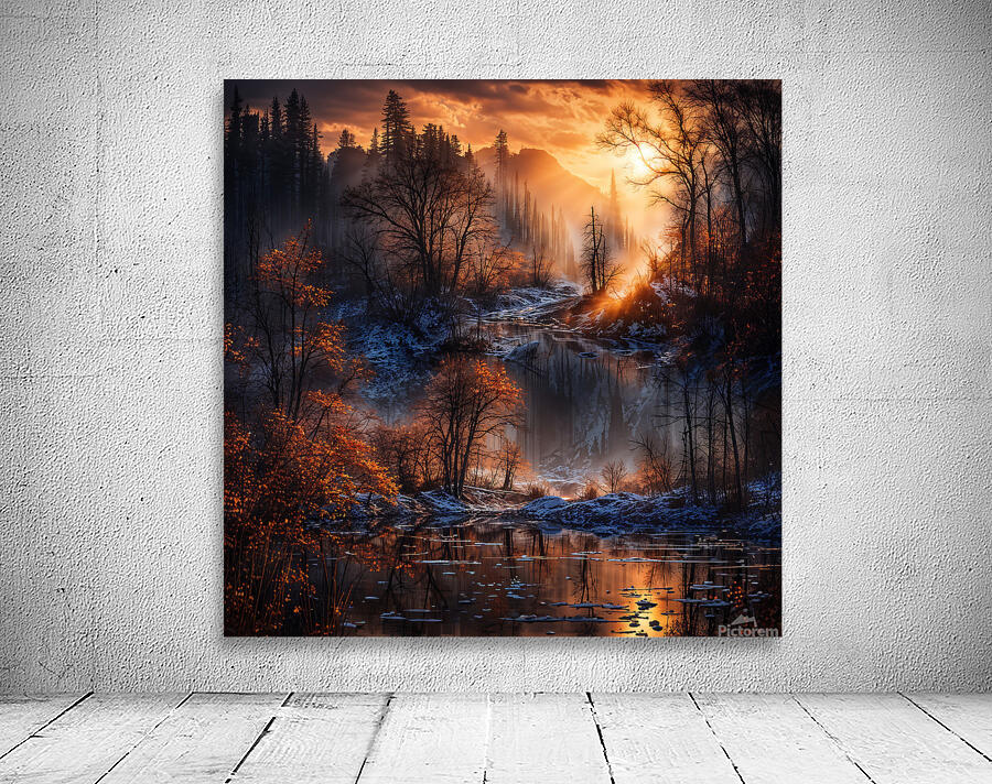 Sunset in the forest Wall Preview