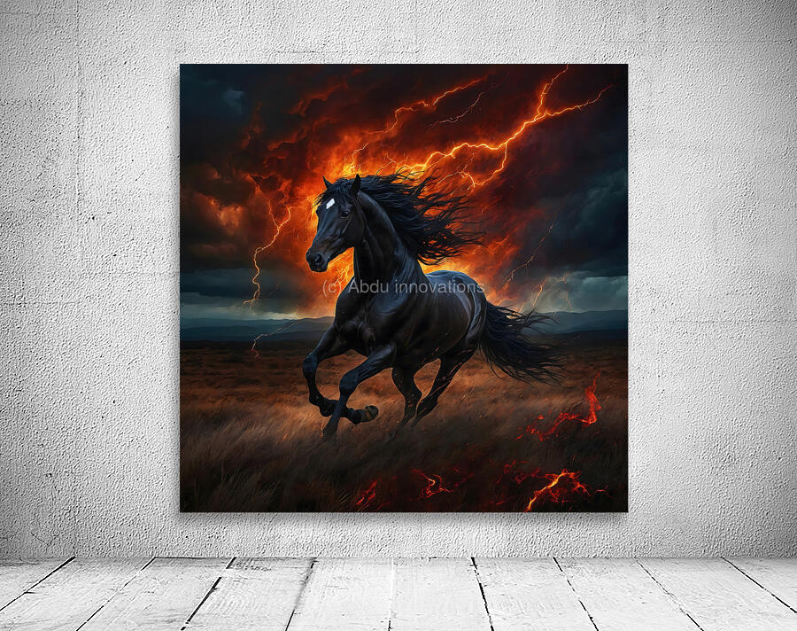 Majestic Horse Amidst Stormy Backdrop Wall Preview