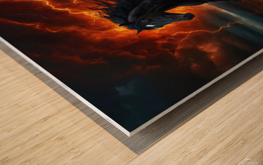 Majestic Horse Amidst Stormy Backdrop Wood print
