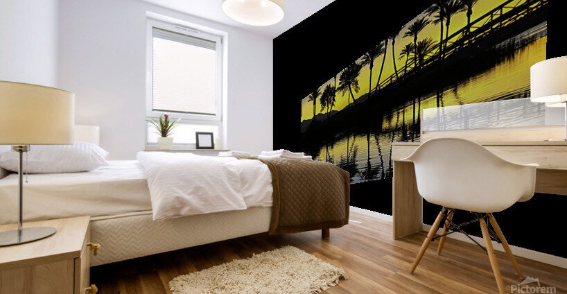 Palms at Dawn Reflections Mural print