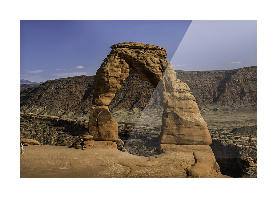 Delicate Arch Camera Pose Picture Frame print
