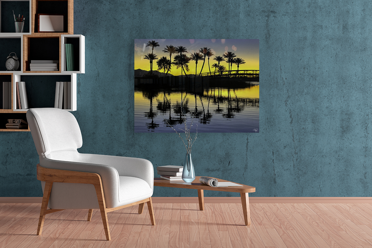 Palms at Dawn Reflections Reproduction