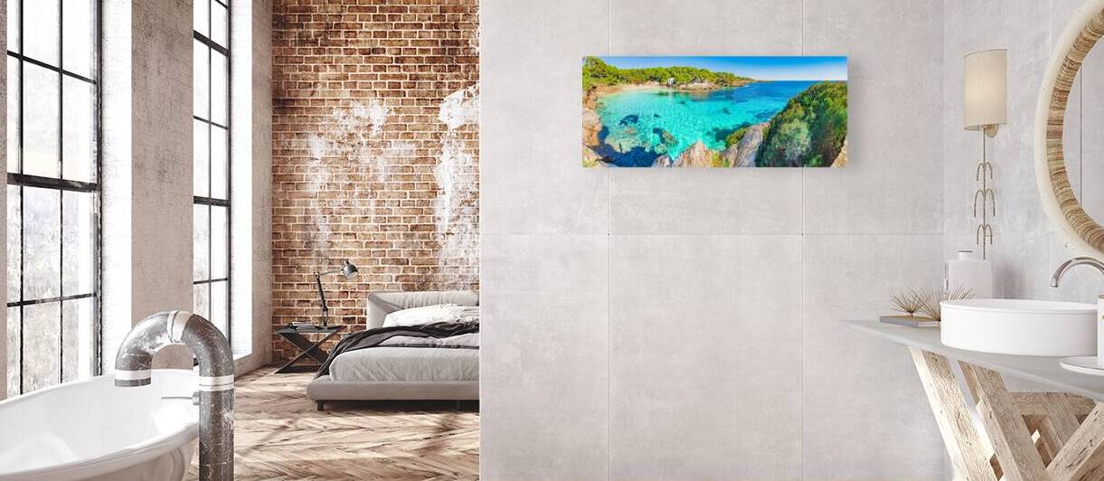 Panoramic view of idyllic bay beach Cala Gat by alex