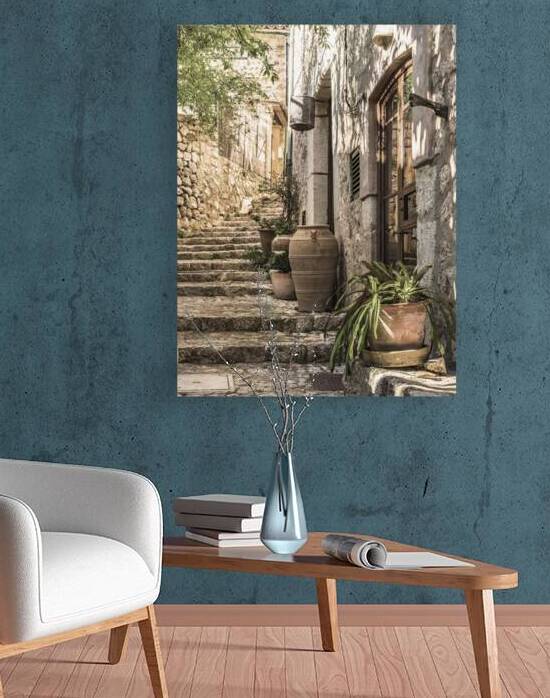 Mediterranean house with potted plant decoration by alex
