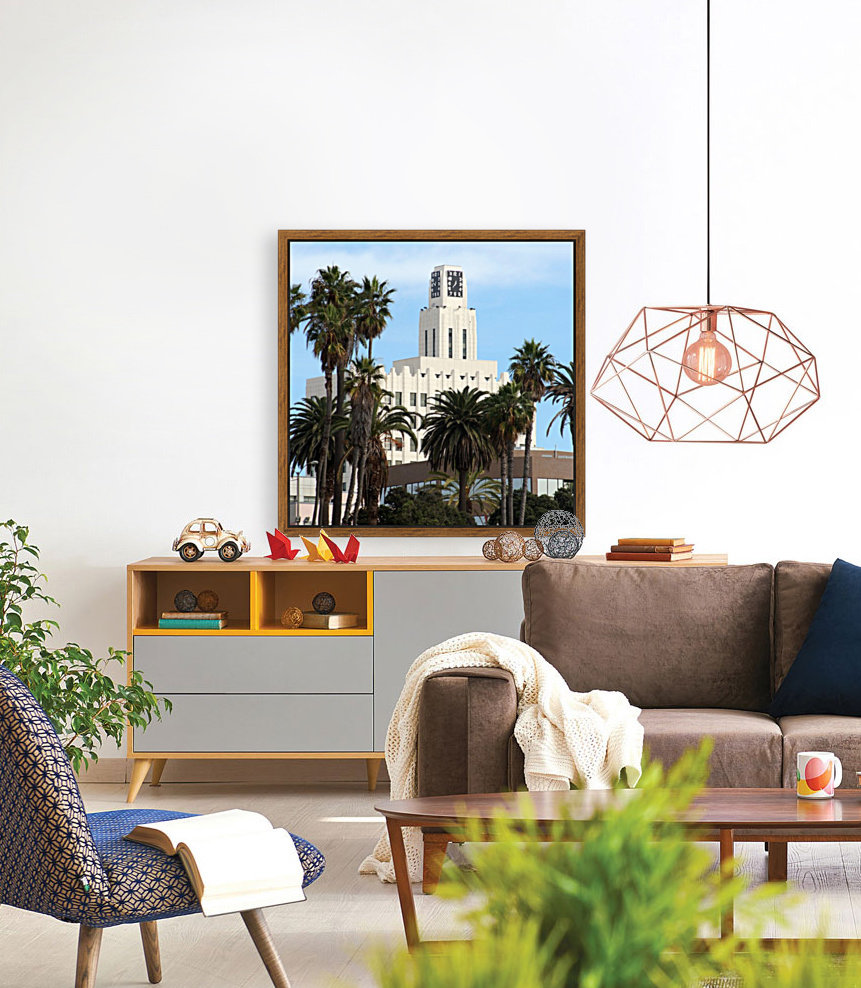 Clock Tower and Palm Trees Reproduction
