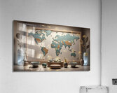 Earthly Harmony Rustic World Map with Elegant Dec Acrylic Print