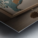 Earthly Harmony Rustic World Map with Elegant Dec Metal print