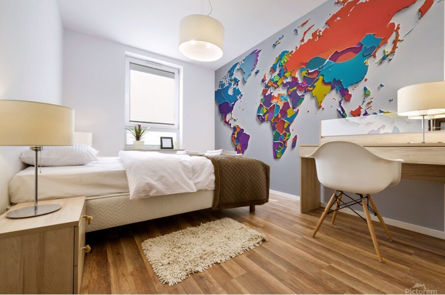 Colorful World Map Mural print