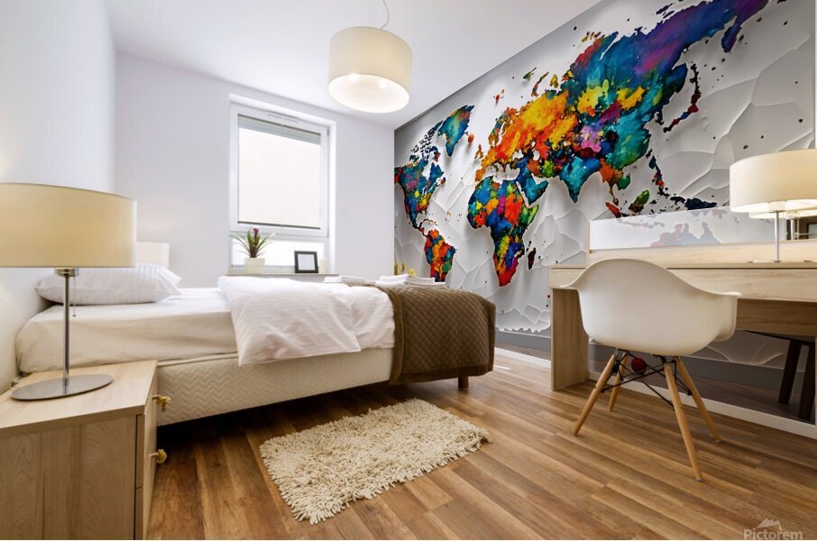Vibrant World Map Mural Mural print
