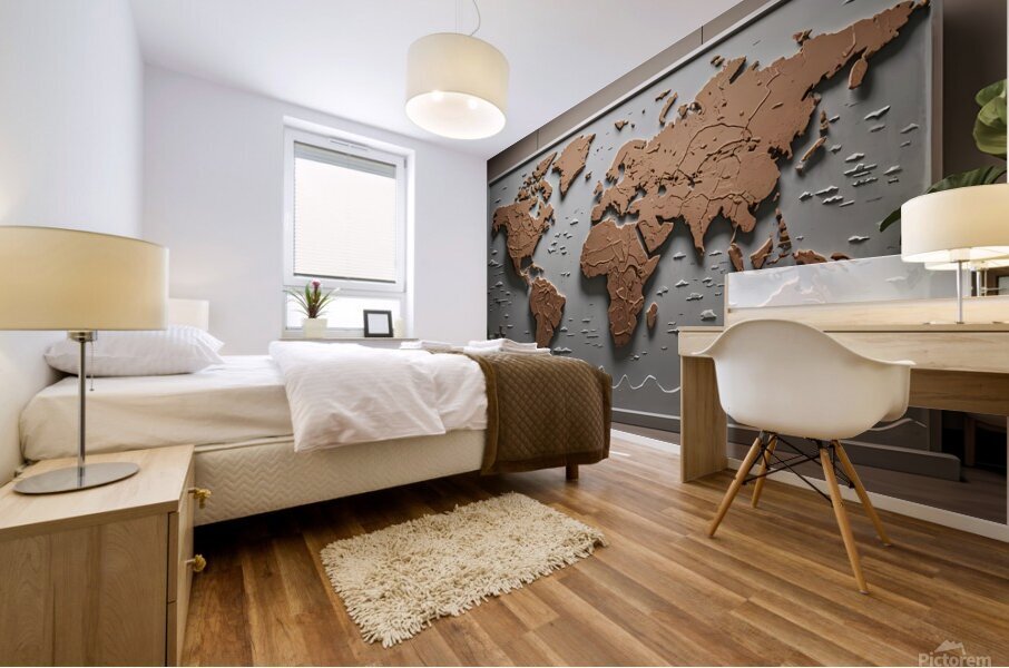 Rustic Elegance 3D World Map Wall Art Mural print