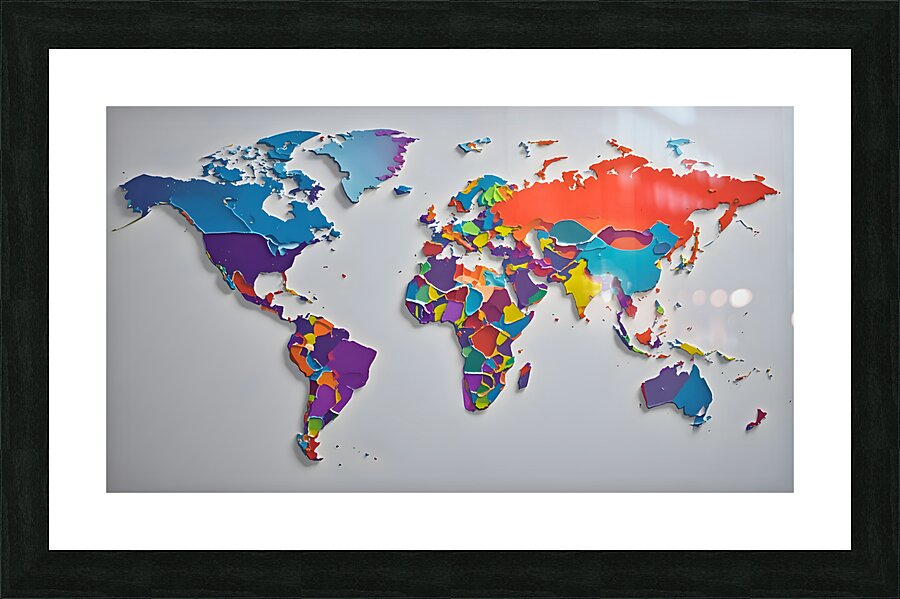 Colorful World Map Picture Frame print