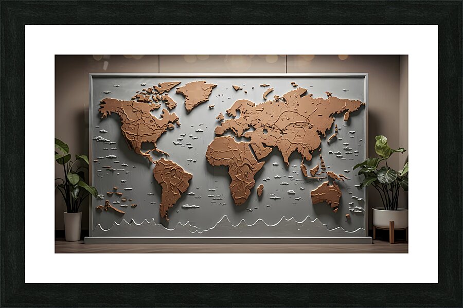 Rustic Elegance 3D World Map Wall Art Picture Frame print