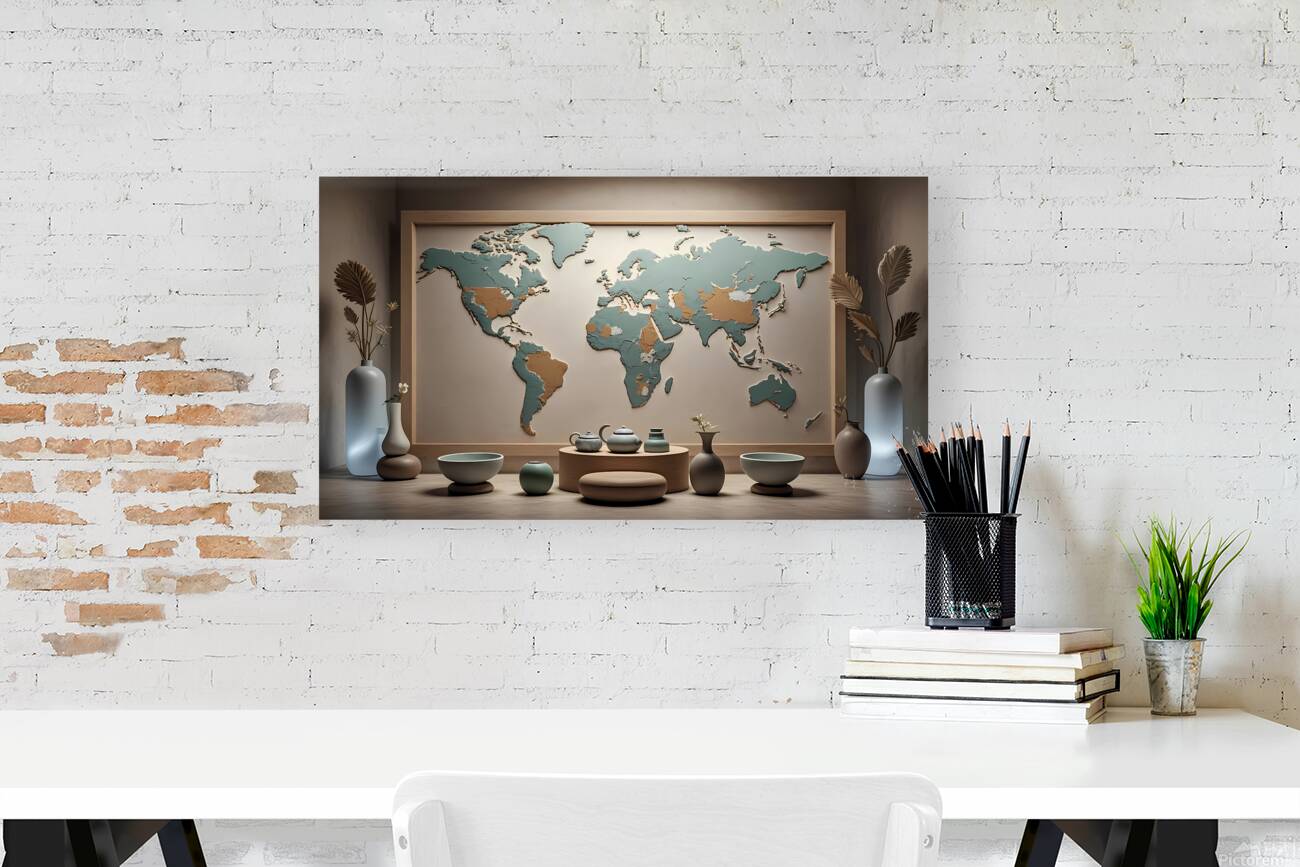 Earthly Harmony Rustic World Map with Elegant Dec Reproduction