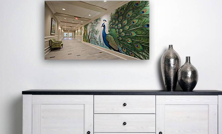 Hallway of Elegance The Enchanting Peacock Wall M by yaser ameen