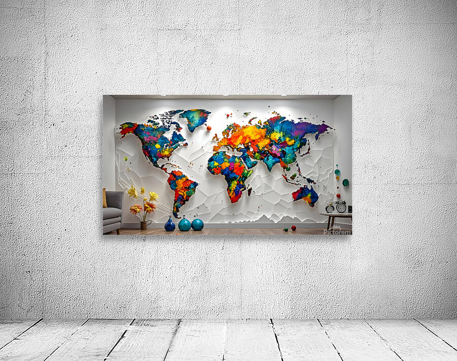 Vibrant World Map Mural Wall Preview