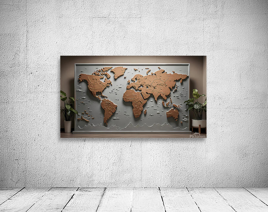 Rustic Elegance 3D World Map Wall Art Wall Preview