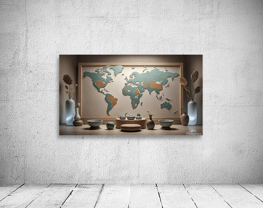 Earthly Harmony Rustic World Map with Elegant Dec Wall Preview