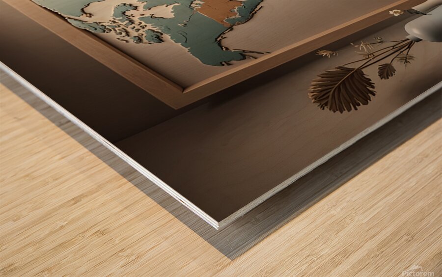 Earthly Harmony Rustic World Map with Elegant Dec Wood print