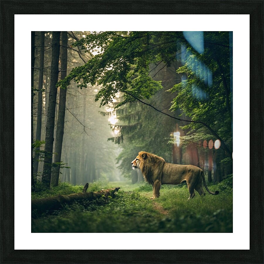               3Majestic Lion in the Enchanted Forest Picture Frame print