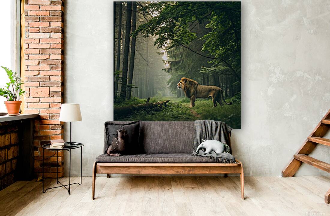               3Majestic Lion in the Enchanted Forest Reproduction