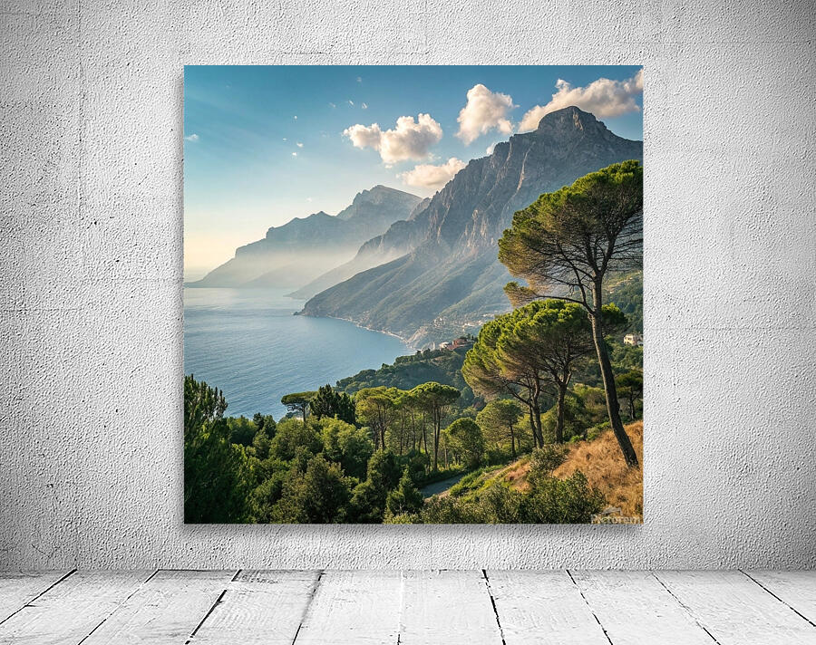 Majestic Coastal Mountains and Serene Sea Wall Preview