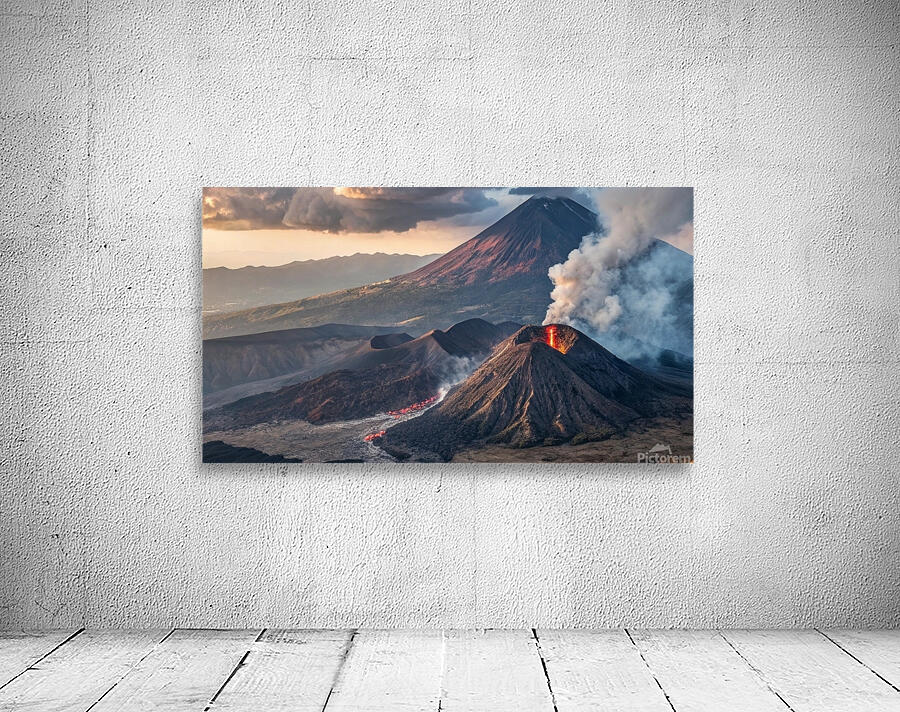                 Powerful Volcano Eruption with Flowing Lava Wall Preview
