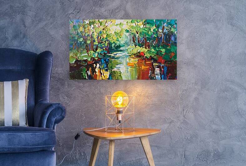Serene Forest Stream with Vibrant Reflections by Magic Arts