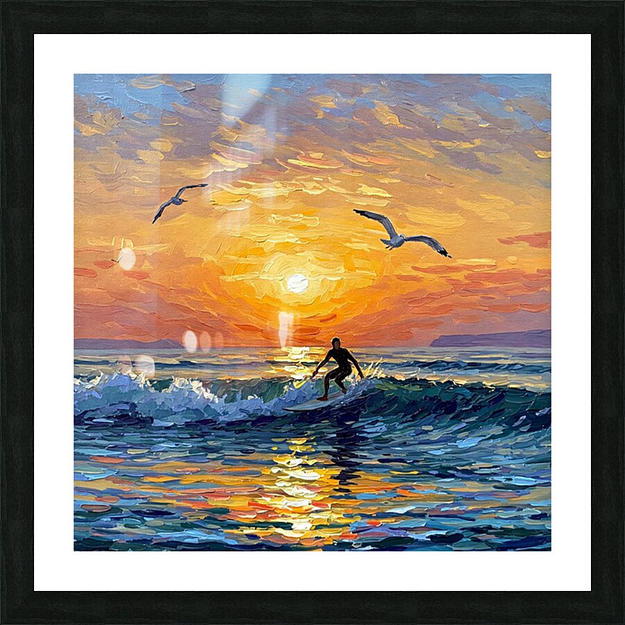 Sunset Surfer Picture Frame print