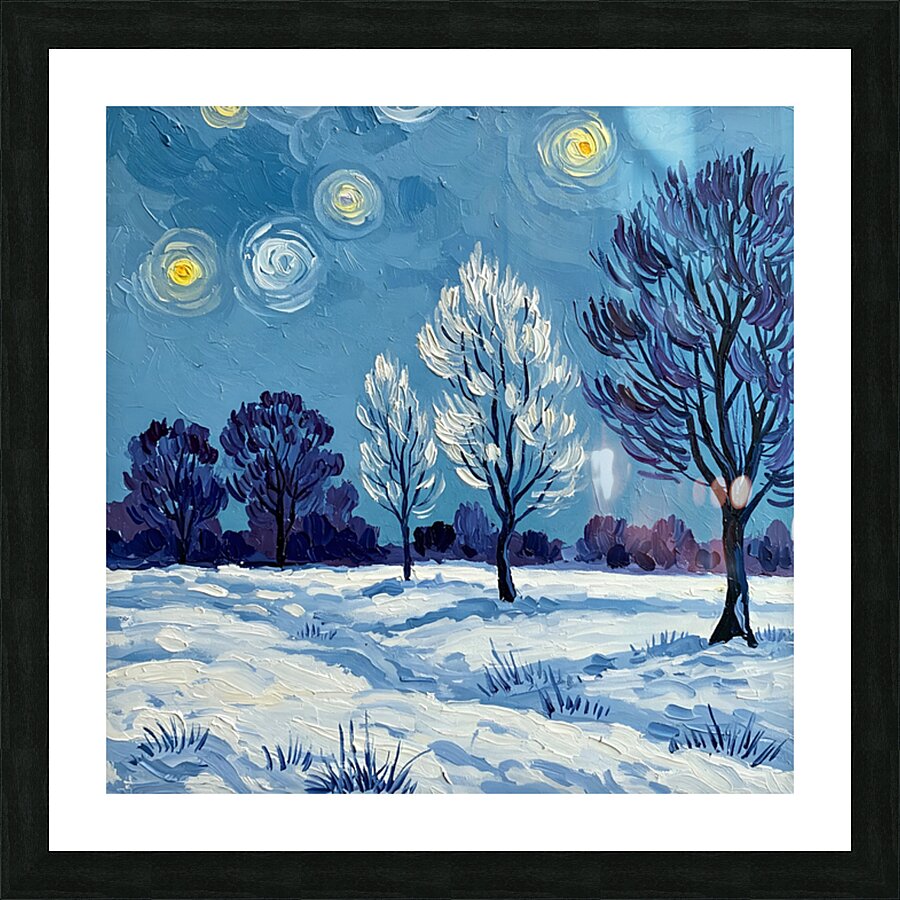 Starry Winter Night Picture Frame print