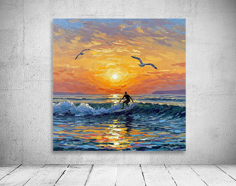 Sunset Surfer Wall Preview