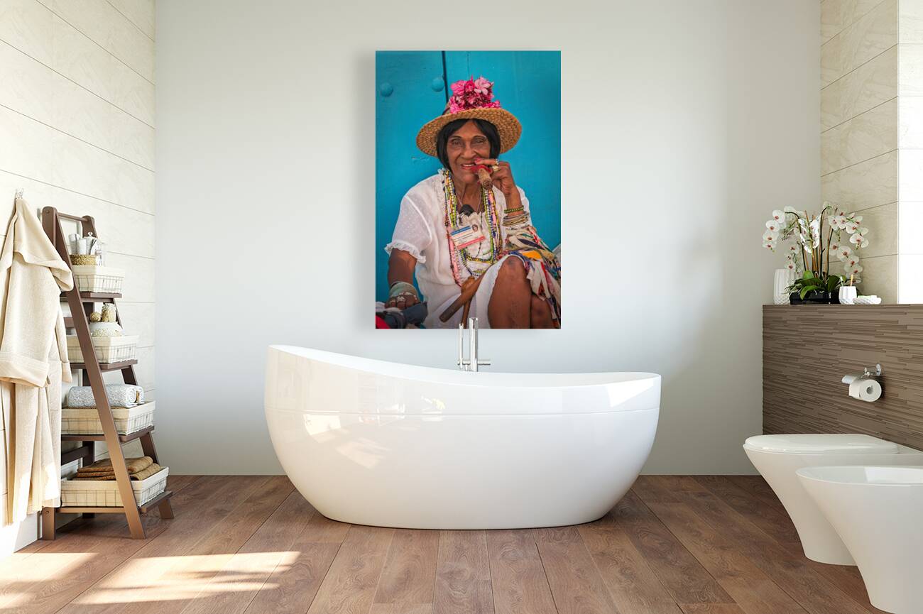 Lady in White With Cigar Reproduction