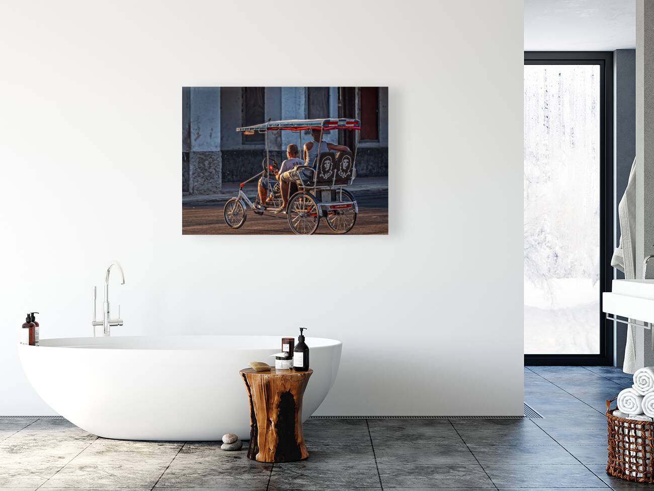 Bicycle Taxi at Golden Hour Reproduction