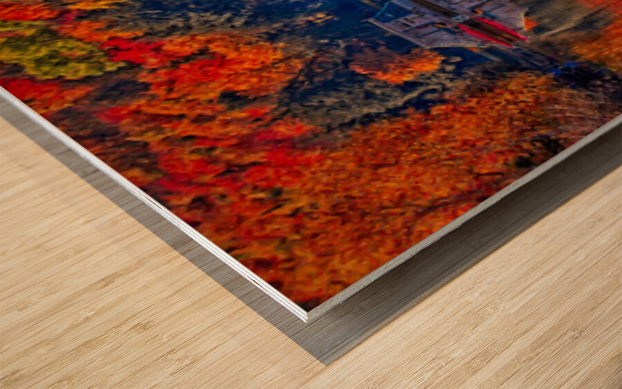 Autumn Forest Reflection Wood print