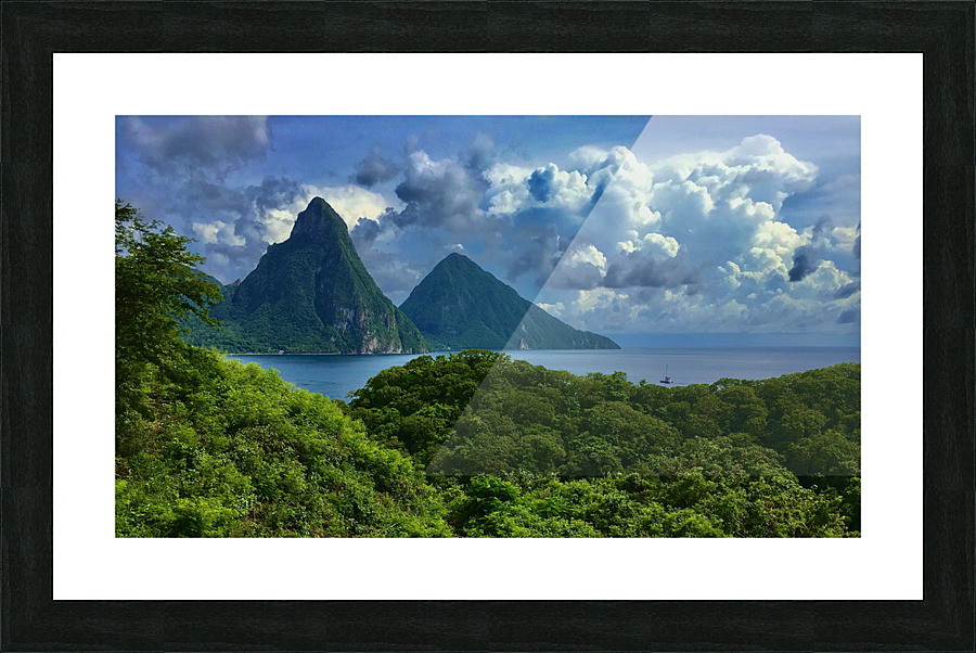 Lingering Clouds Over The Pitons Picture Frame print