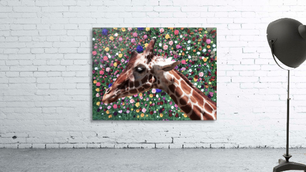 Giraffe with Flower Background Wall Preview