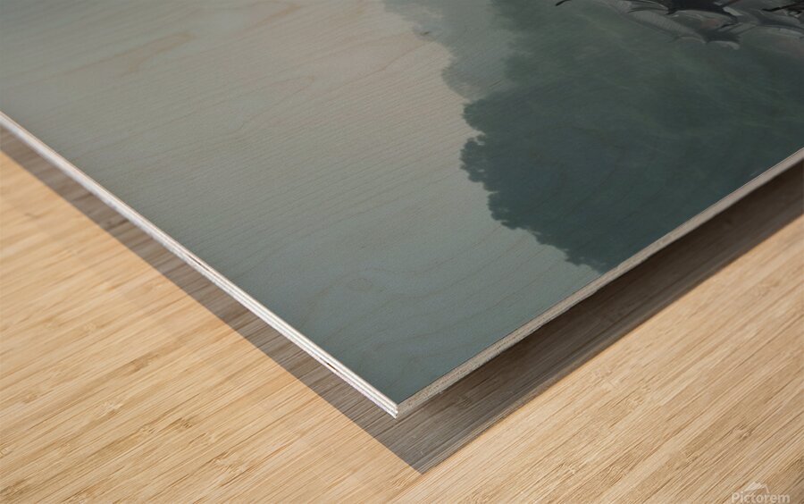 Whispers of the Past: An Ancient Town in the Rain Wood print