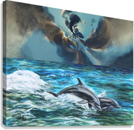 Dolphins in a Storm Vortex Canvas Print
