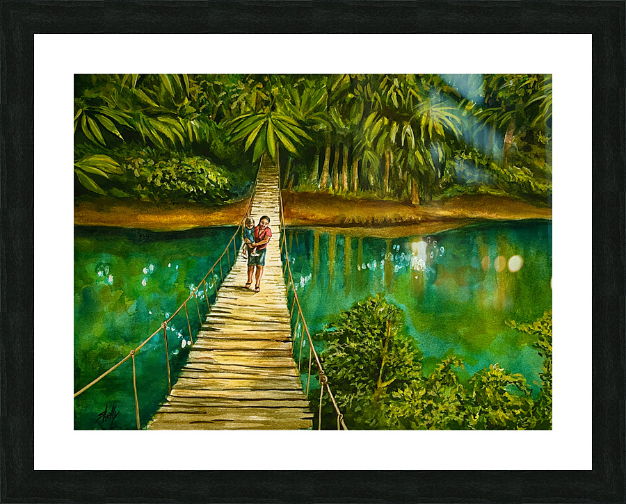 Crossing the Swing Bridge Picture Frame print