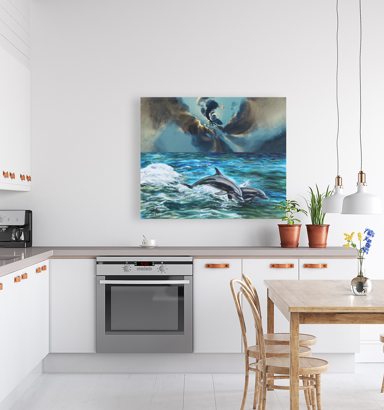 Dolphins in a Storm Vortex Reproduction