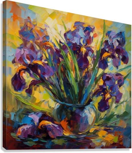 “Violet Abundance: Irises in Bloom” Canvas Print